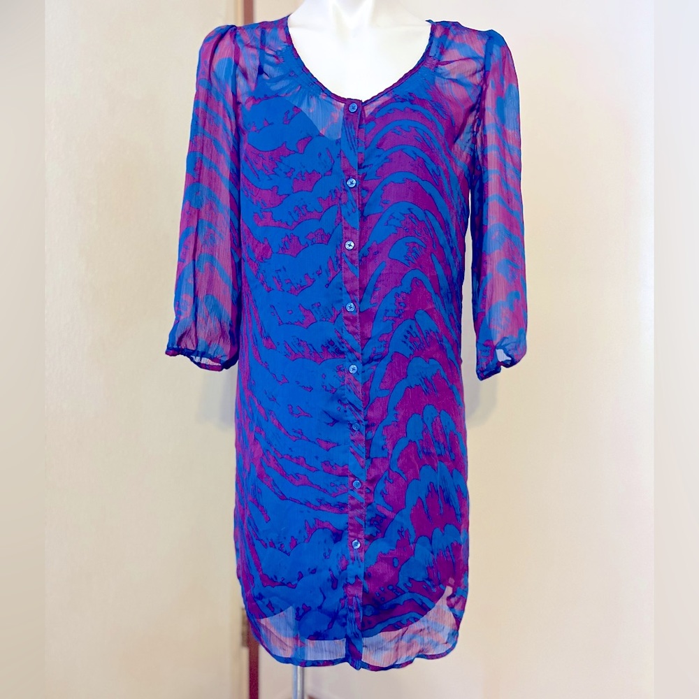 🔹3/$20 SALE Express blue/purple button down dress with slip Medium
